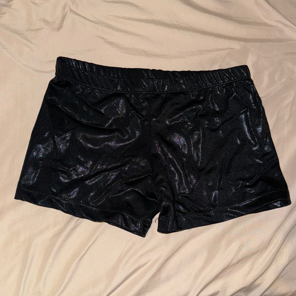 Black shiny shorts